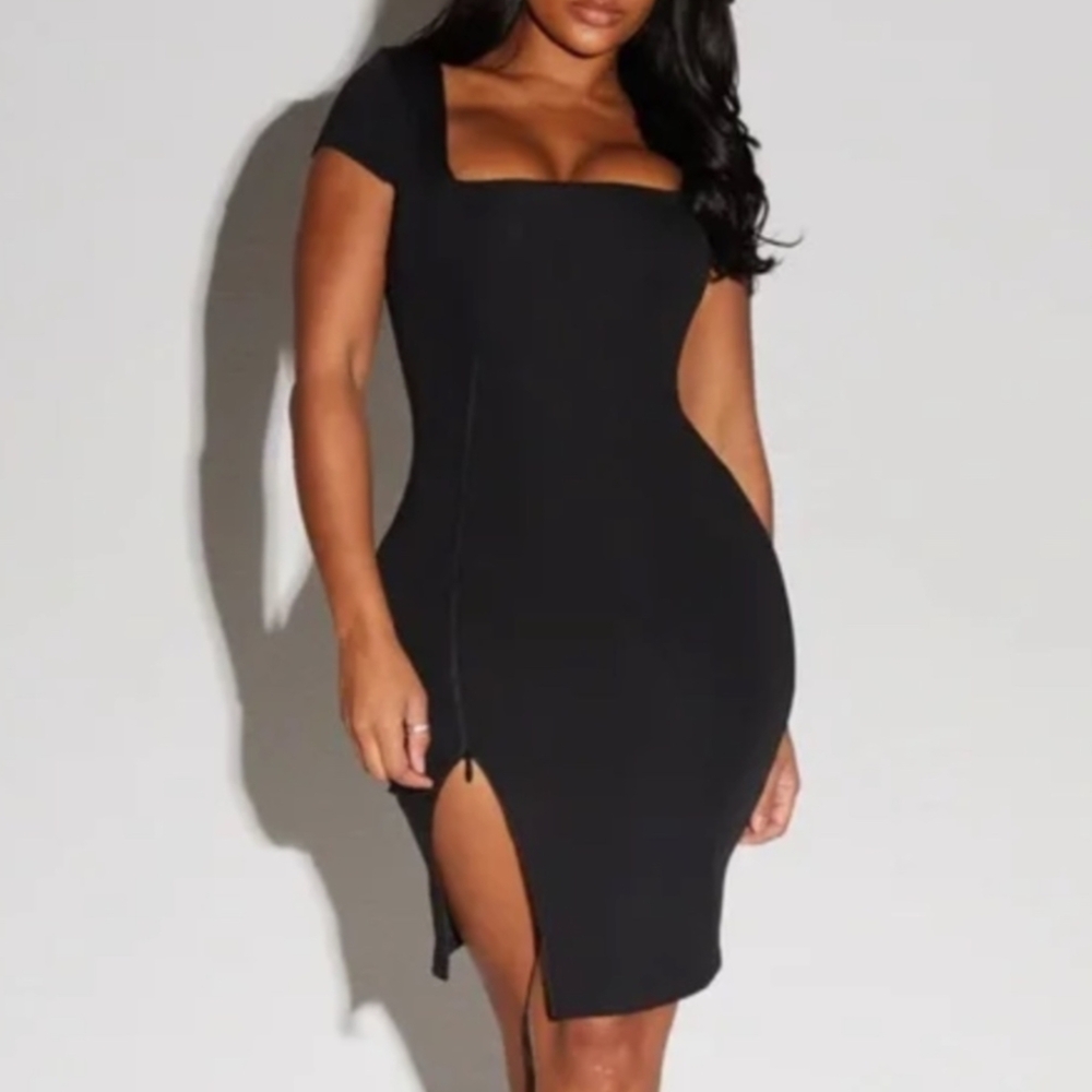 TA3 Black Squarey Pencil Dress - Short Small